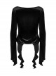 Elegant Black Velvet Sexy Square Collar Exquisite Metal Button Design Personality Hem Shape Gothic Style T Shirt