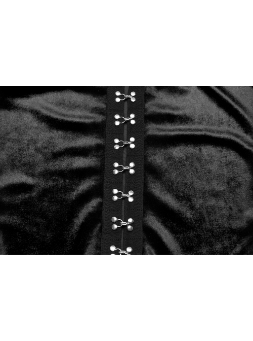 Elegant Black Velvet Sexy Square Collar Exquisite Metal Button Design Personality Hem Shape Gothic Style T Shirt