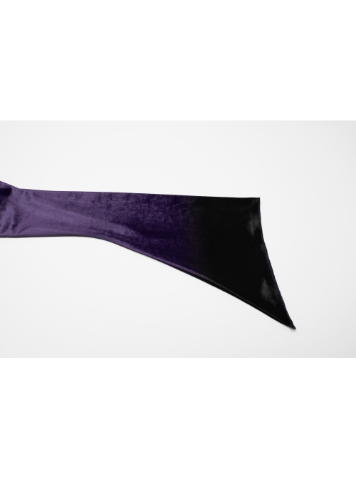 Luxurious Purple Velvet Elegant Square Collar Exquisite Metal Button Design Unique Hem Shape Gothic Style T Shirt