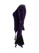 Luxurious Purple Velvet Elegant Square Collar Exquisite Metal Button Design Unique Hem Shape Gothic Style T Shirt