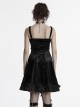 Sexy Elegant Black Velvet Delicate Lace Ruffles Decoration Waist Drawstring Gothic Style Suspender Dress