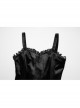 Sexy Elegant Black Velvet Delicate Lace Ruffles Decoration Waist Drawstring Gothic Style Suspender Dress