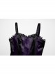 Elegant Purple Soft Luxury Velvet Exquisite Lace Hem Ruffle Sexy Gothic Style Suspender Dress