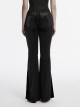 Unique Elegant Black Velvet Gradient Print Patchwork Design Sexy Waist Straps Pleated Gothic Flared Pants