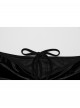 Unique Elegant Black Velvet Gradient Print Patchwork Design Sexy Waist Straps Pleated Gothic Flared Pants