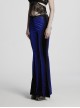 Elegant Blue Gradient Stitching Sexy Waist Straps Pleated Design Gothic Slim Flared Pants