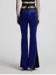 Elegant Blue Gradient Stitching Sexy Waist Straps Pleated Design Gothic Slim Flared Pants