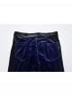 Elegant Blue Gradient Stitching Sexy Waist Straps Pleated Design Gothic Slim Flared Pants