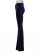 Elegant Blue Gradient Stitching Sexy Waist Straps Pleated Design Gothic Slim Flared Pants