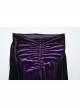 Retro Purple Velvet Gradient Stitching Design Sexy Waist Straps Pleated Gothic Style Slim Flared Pants