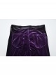 Retro Purple Velvet Gradient Stitching Design Sexy Waist Straps Pleated Gothic Style Slim Flared Pants