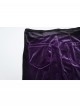 Retro Purple Velvet Gradient Stitching Design Sexy Waist Straps Pleated Gothic Style Slim Flared Pants