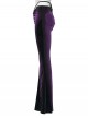 Retro Purple Velvet Gradient Stitching Design Sexy Waist Straps Pleated Gothic Style Slim Flared Pants