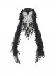 Retro Gorgeous Black Lace Mesh Spliced Elegant Beaded Decoration Gothic Style Exquisite Veil