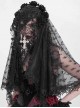 Retro Gorgeous Black Lace Mesh Spliced Elegant Beaded Decoration Gothic Style Exquisite Veil
