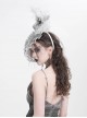 Vintage Elegant Gray Lace Ruffle Beaded Decoration Exquisite Three Dimensional Rose Gorgeous Gothic Style Hat