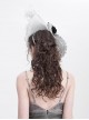 Vintage Elegant Gray Lace Ruffle Beaded Decoration Exquisite Three Dimensional Rose Gorgeous Gothic Style Hat