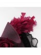 Vintage Gorgeous Red Lace Ruffled Brim Beaded Decoration Three Dimensional Rose Elegant Gothic Style Hat