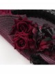 Vintage Gorgeous Red Lace Ruffled Brim Beaded Decoration Three Dimensional Rose Elegant Gothic Style Hat