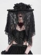 Dark Unique Black Skull Lace Exquisite Ruffle Beaded Decoration Three Dimensional Rose Gothic Style Hat