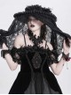 Dark Unique Black Skull Lace Exquisite Ruffle Beaded Decoration Three Dimensional Rose Gothic Style Hat