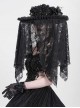 Dark Unique Black Skull Lace Exquisite Ruffle Beaded Decoration Three Dimensional Rose Gothic Style Hat