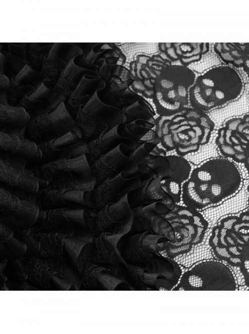 Dark Unique Black Skull Lace Exquisite Ruffle Beaded Decoration Three Dimensional Rose Gothic Style Hat