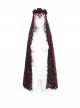Gorgeous Retro Black Red Mesh Exquisite Gemstone Beads Three Dimensional Rose Metal Bat Gothic Style Veil