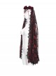 Gorgeous Retro Black Red Mesh Exquisite Gemstone Beads Three Dimensional Rose Metal Bat Gothic Style Veil