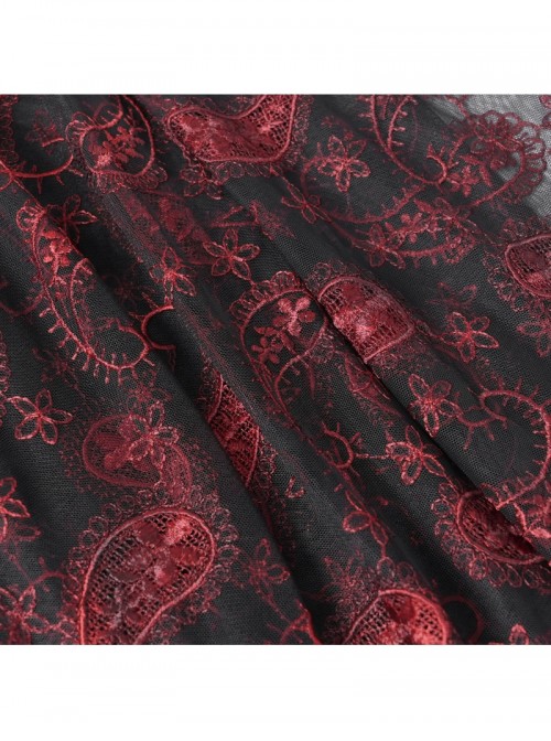 Gorgeous Retro Black Red Mesh Exquisite Gemstone Beads Three Dimensional Rose Metal Bat Gothic Style Veil