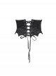 Unique Vintage Black Bat Wing Hem Exquisite Jacquard Dark Lace Decoration Gothic Style Corset