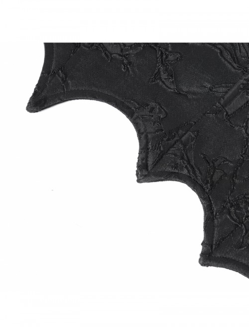 Unique Vintage Black Bat Wing Hem Exquisite Jacquard Dark Lace Decoration Gothic Style Corset