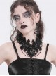 Vintage Elegant Black Embroidery Gorgeous Beads Stone Embellished Gothic Style Necklace