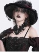 Vintage Elegant Black Embroidery Gorgeous Beads Stone Embellished Gothic Style Necklace