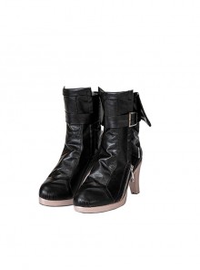 Game Zenless Zone Zero Hoshimi Miyabi Halloween Cosplay Accessories High Heel Black Leather Shoes