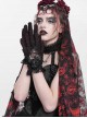 Retro Elegant Black Lace Hollow Three Dimensional Rose Decoration Gorgeous Gothic Style Gloves