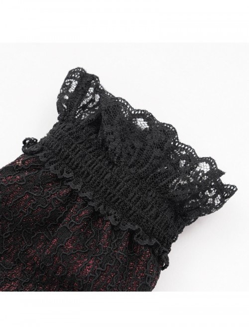 Retro Elegant Black Lace Hollow Three Dimensional Rose Decoration Gorgeous Gothic Style Gloves