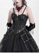 Vintage Gorgeous Black Embroidered Lace Exquisite Beaded Decoration Metal Rivet Cross Zipper Birdcage Gothic Corset