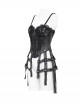 Vintage Gorgeous Black Embroidered Lace Exquisite Beaded Decoration Metal Rivet Cross Zipper Birdcage Gothic Corset