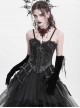 Vintage Gorgeous Black Embroidered Lace Exquisite Beaded Decoration Metal Rivet Cross Zipper Birdcage Gothic Corset