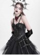 Vintage Gorgeous Black Embroidered Lace Exquisite Beaded Decoration Metal Rivet Cross Zipper Birdcage Gothic Corset