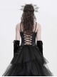 Vintage Gorgeous Black Embroidered Lace Exquisite Beaded Decoration Metal Rivet Cross Zipper Birdcage Gothic Corset