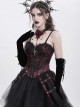 Vintage Gorgeous Black Red Embroidered Lace Exquisite Beaded Decoration Unique Cross Zipper Birdcage Gothic Corset