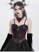 Vintage Gorgeous Black Red Embroidered Lace Exquisite Beaded Decoration Unique Cross Zipper Birdcage Gothic Corset