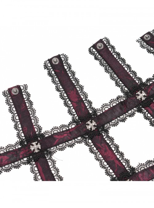 Vintage Gorgeous Black Red Embroidered Lace Exquisite Beaded Decoration Unique Cross Zipper Birdcage Gothic Corset