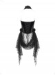 Elegant Black Rose Ribbon Decoration Gorgeous Patchwork Mesh Hem Sexy Gothic Style Halter Neck Corset