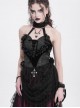 Elegant Black Rose Ribbon Decoration Gorgeous Patchwork Mesh Hem Sexy Gothic Style Halter Neck Corset