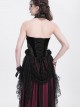 Elegant Black Rose Ribbon Decoration Gorgeous Patchwork Mesh Hem Sexy Gothic Style Halter Neck Corset
