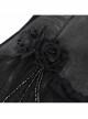 Elegant Black Rose Ribbon Decoration Gorgeous Patchwork Mesh Hem Sexy Gothic Style Halter Neck Corset