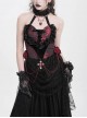 Gorgeous Black Red Roses Exquisite Beaded Decoration Hem Splicing Mesh Sexy Gothic Style Halter Neck Corset